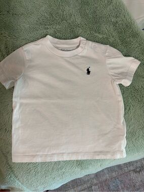 Ralph Lauren White Short-Sleeve Tee with Navy Logo